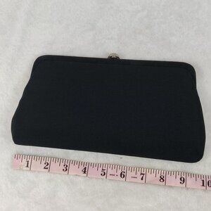 Vintage black fabric clutch purse rhinestone